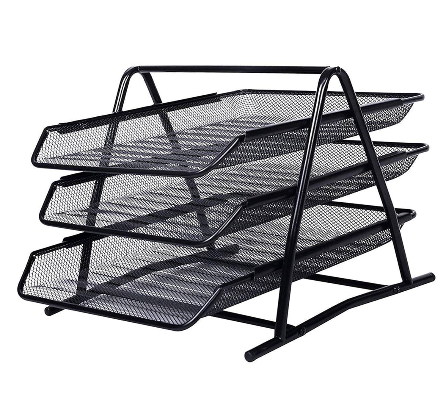     			HINGOL Multipurpose Metal 3 Tier File Rack Mesh Desk Organizer, Letter Tray A4 Papers Documents Holder Desk Organizer for Office and Home Use