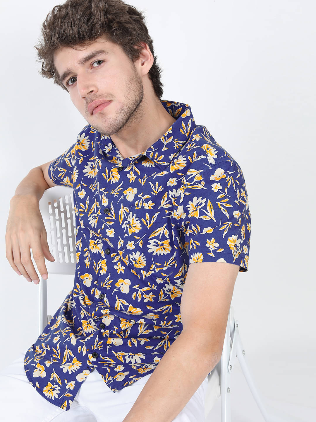     			Highlander 100% Cotton Slim Fit Printed Half Sleeves Men's Casual Shirt - Multicolor ( Pack of 1 )