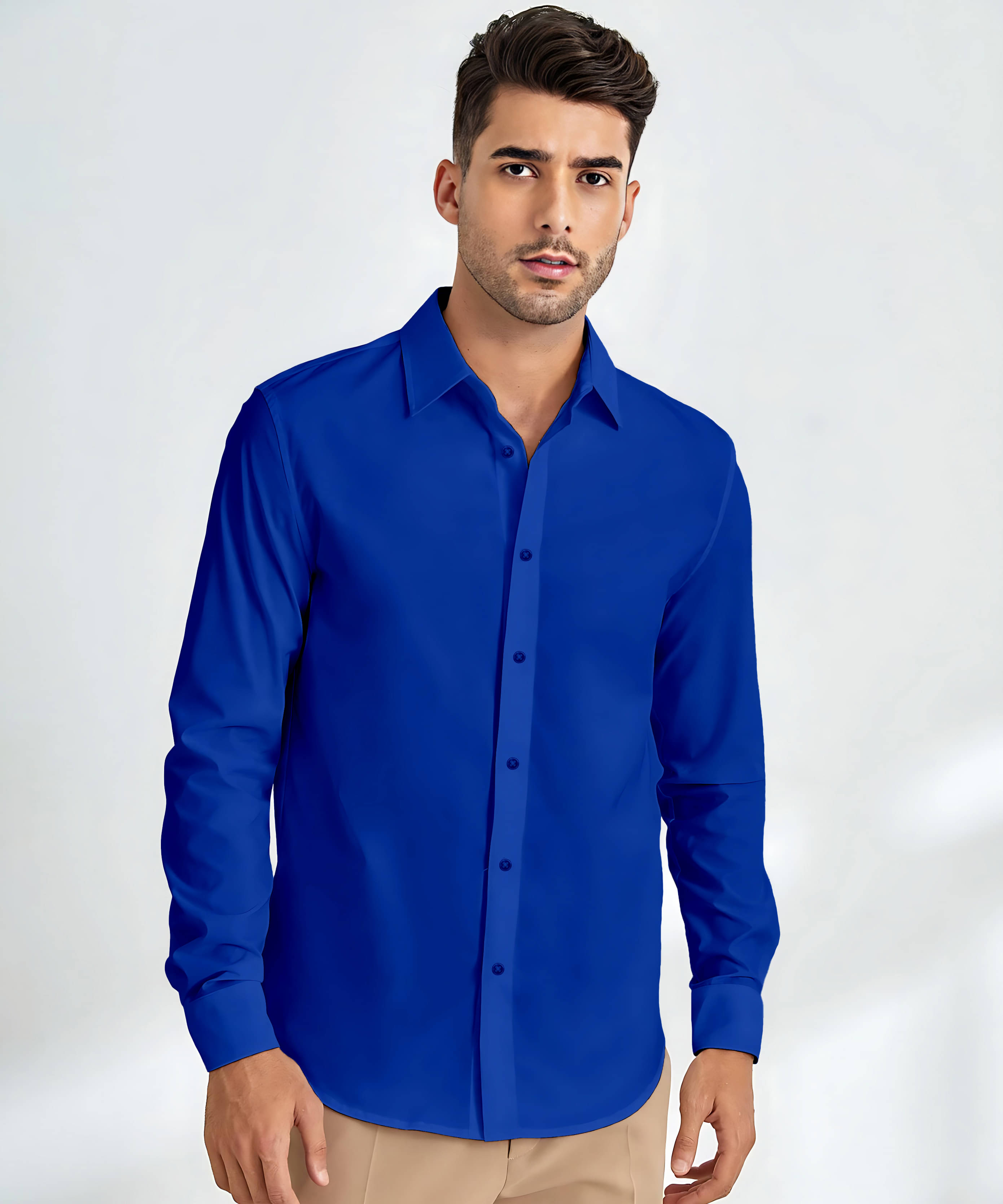 KAKIDO Cotton Blend Regular Fit Solids Full Sleeves Men's Casual Shirt - Dark Blue ( Pack of 1 ) KAKIDO Cotton Blend Regular Fit Solids Full Sleeves Men's Casual Shirt - Dark Blue ( Pack of 1 )