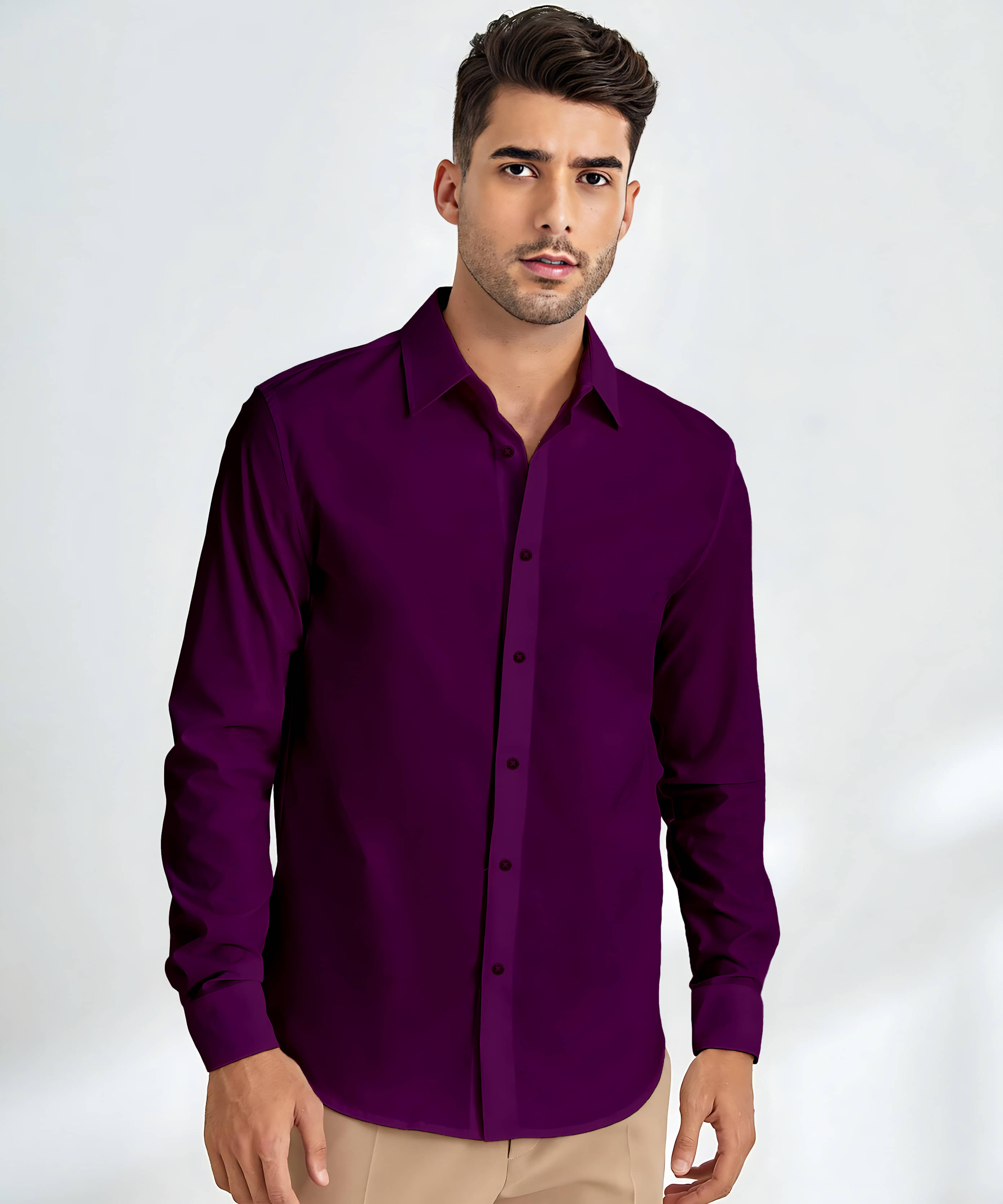 KAKIDO Cotton Blend Regular Fit Solids Full Sleeves Men's Casual Shirt - Purple ( Pack of 1 ) KAKIDO Cotton Blend Regular Fit Solids Full Sleeves Men's Casual Shirt - Purple ( Pack of 1 )