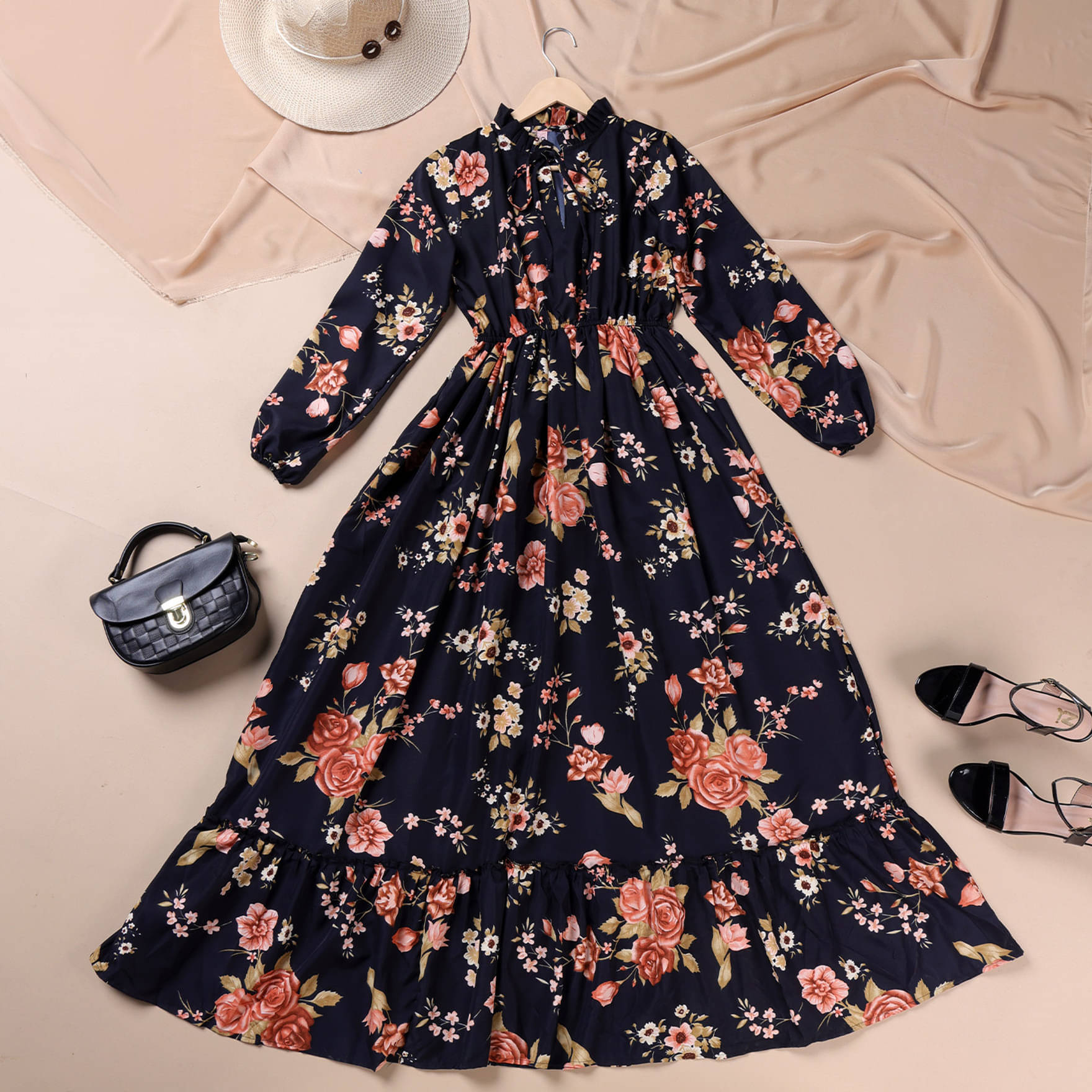 Krunal Raiyani Women's Polyester Printed Fit & Flare Dress ( Gold ) Krunal Raiyani Women's Polyester Printed Fit & Flare Dress ( Gold )