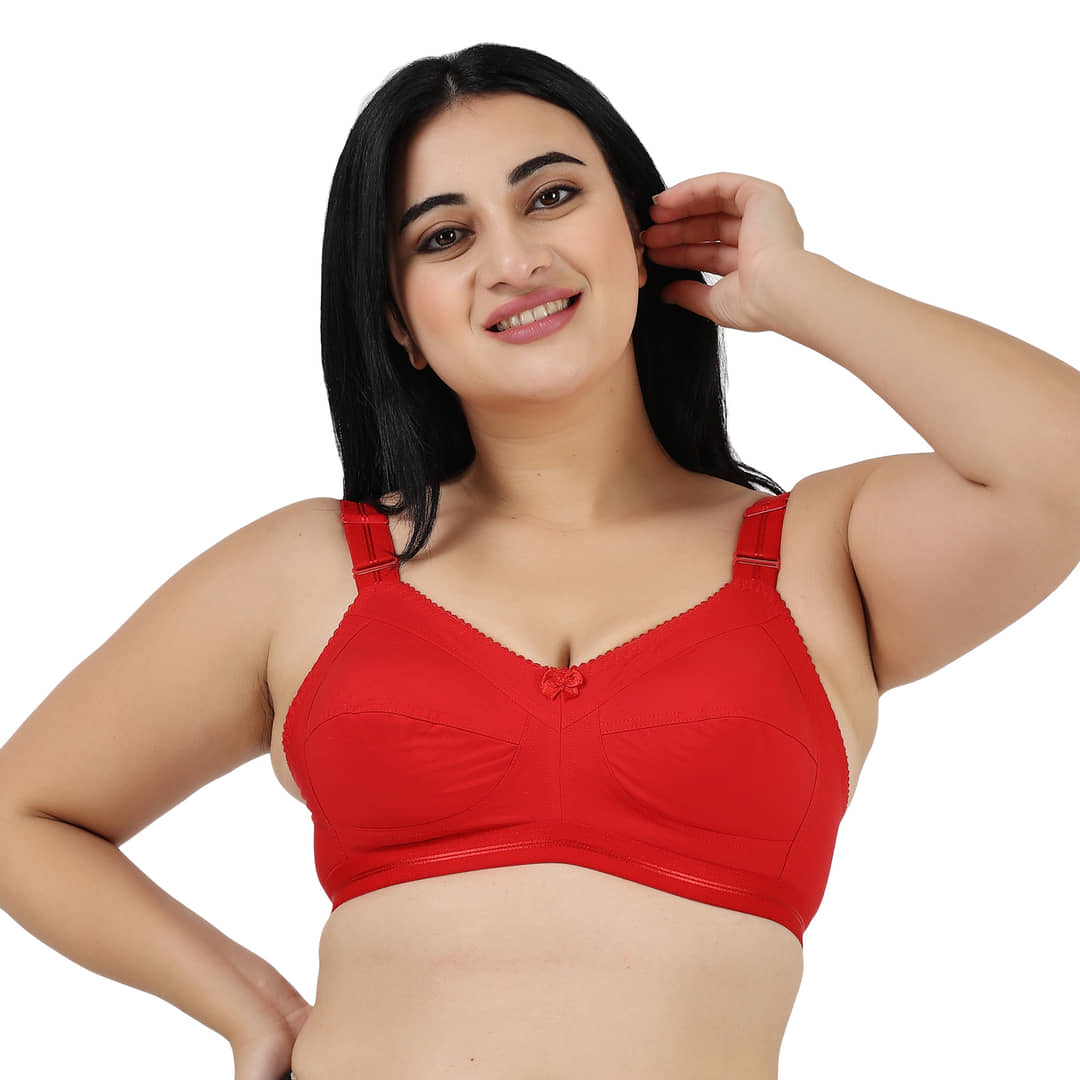 Ladyland Pack of 1 Cotton Non Padded Everyday Bra For Women ( Red )