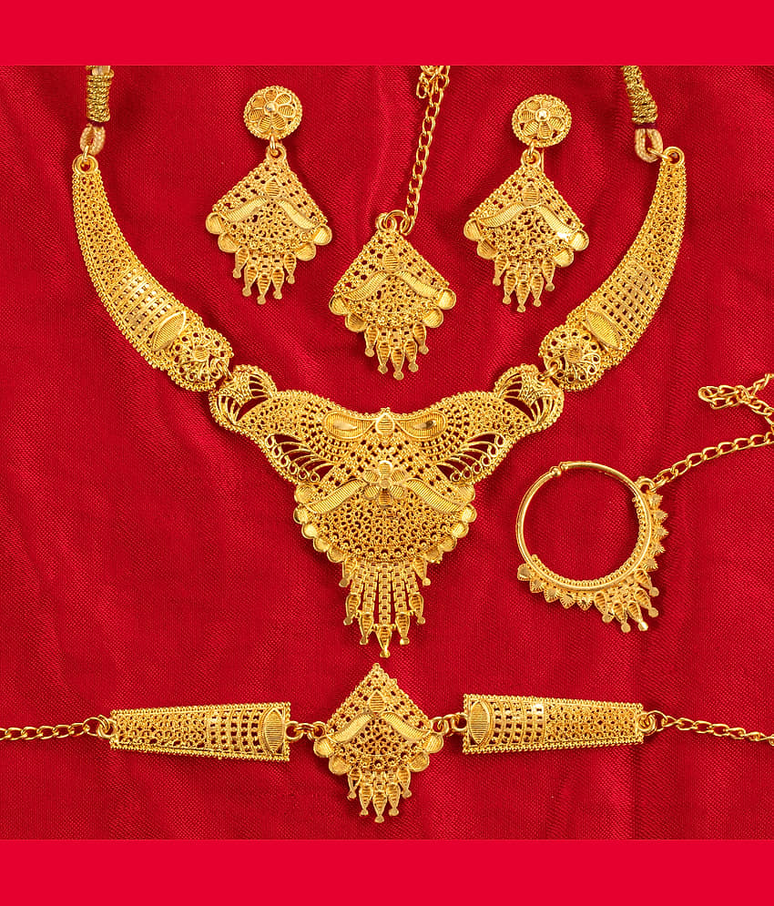 Voylla Gold Brass Necklace Set Pack of