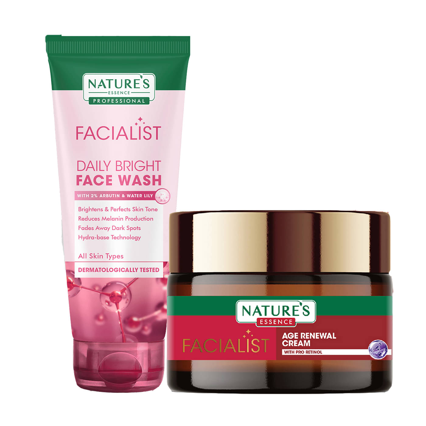 Nature's Essence Facialist Age Renewal Cream 45g + Daily Bright Face Wash 100g (Pack of 2)     			Nature's Essence Facialist Age Renewal Cream 45g + Daily Bright Face Wash 100g (Pack of 2)