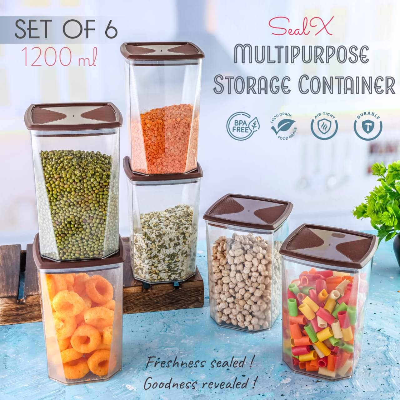 OFFYX DAIMON CONTAINER Plastic Brown Multi-Purpose Container ( Set of 6 ) OFFYX DAIMON CONTAINER Plastic Brown Multi-Purpose Container ( Set of 6 )