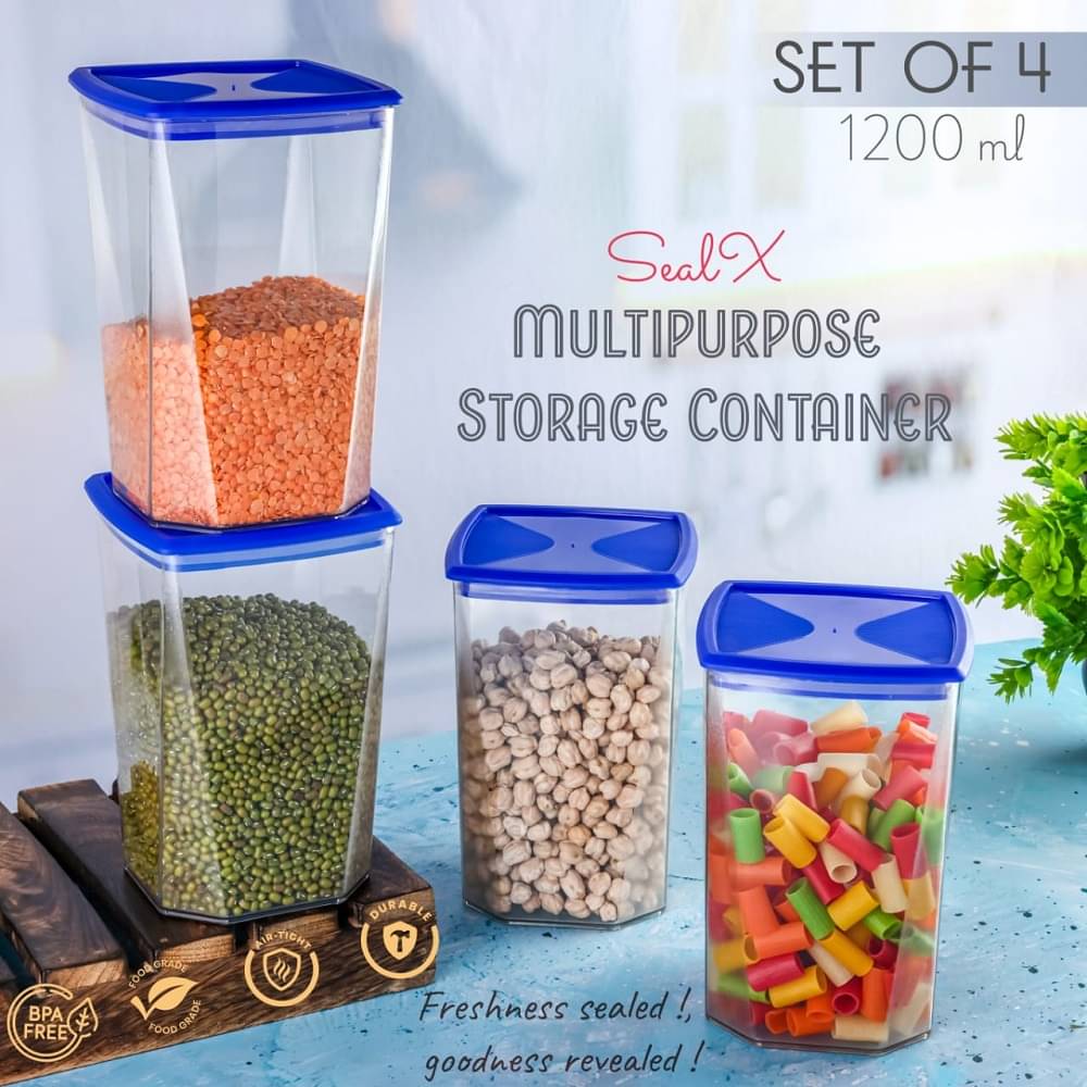 OFFYX Plastic Container Plastic Light Blue Multi-Purpose Container ( Set of 4 ) OFFYX Plastic Container Plastic Light Blue Multi-Purpose Container ( Set of 4 )