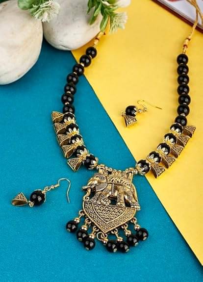     			Opus Gems Black Pearls Necklace Set ( Pack of 1 )