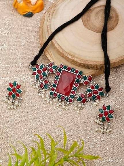     			Opus Gems Multi Color Alloy Necklace Set ( Pack of 1 )