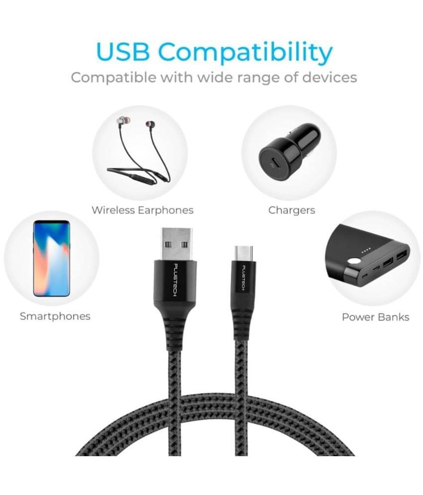     			Plugtech USB to Type-C Fast Charging Cable - 1m Heavy-Duty Braided Cord, 3A Power, Compatible with Android & USB-C Devices