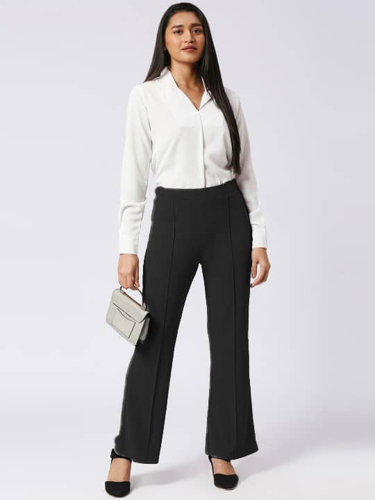Qyaas Pack of 1 Lycra Baggy Women's Formal Pants ( White ) - Trousers | Buy online on ZillyBuy