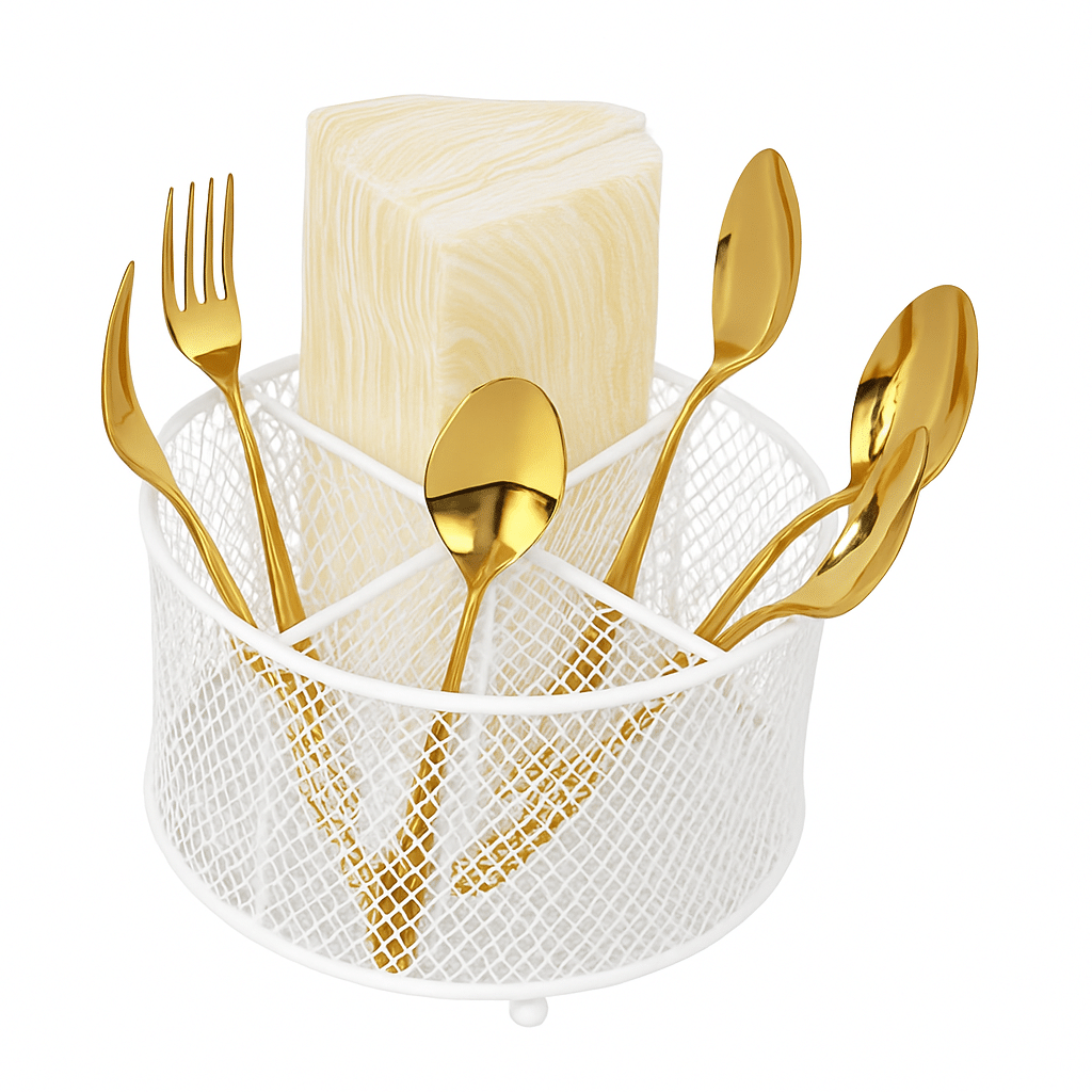 R.R.V. International 4 IN 1 CUTLERY White Metal Cutlery Holder White ( Pack of 1 ) R.R.V. International 4 IN 1 CUTLERY White Metal Cutlery Holder White ( Pack of 1 )