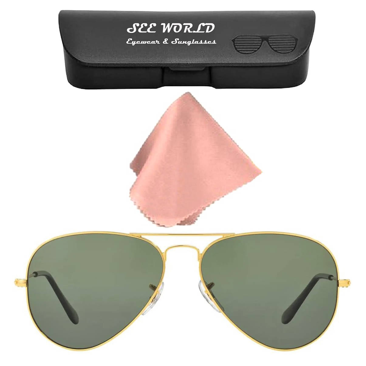 SEE-WORLD Gold Rectangular Sunglasses ( Pack of 1 ) SEE-WORLD Gold Rectangular Sunglasses ( Pack of 1 )