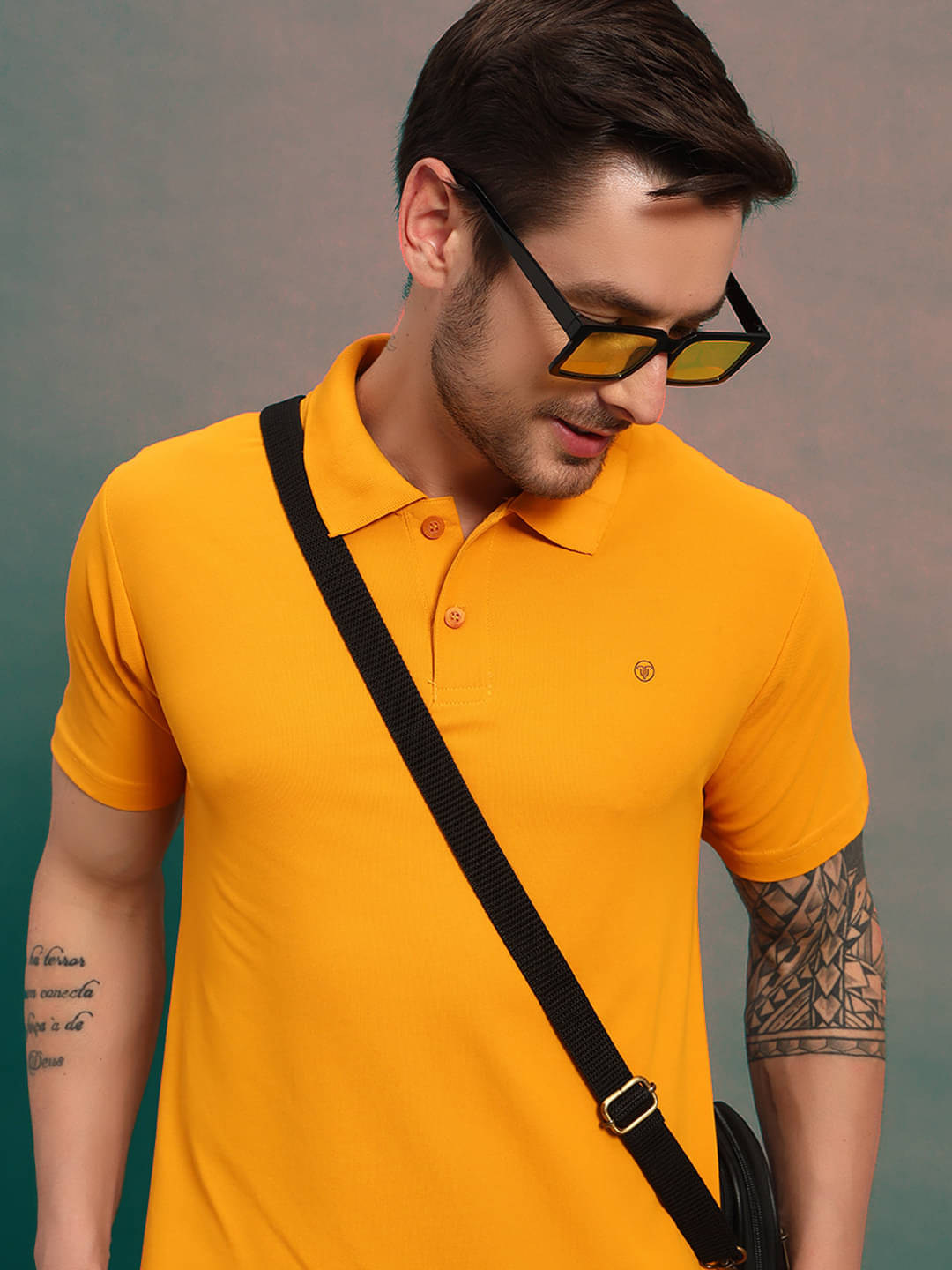 TRIUS Men Cotton Blend Regular Fit Solid Polo T Shirt ( Mustard ) TRIUS Men Cotton Blend Regular Fit Solid Polo T Shirt ( Mustard )