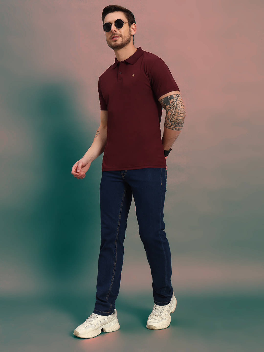     			TRIUS Men Cotton Blend Regular Fit Solid Polo T Shirt ( Maroon )