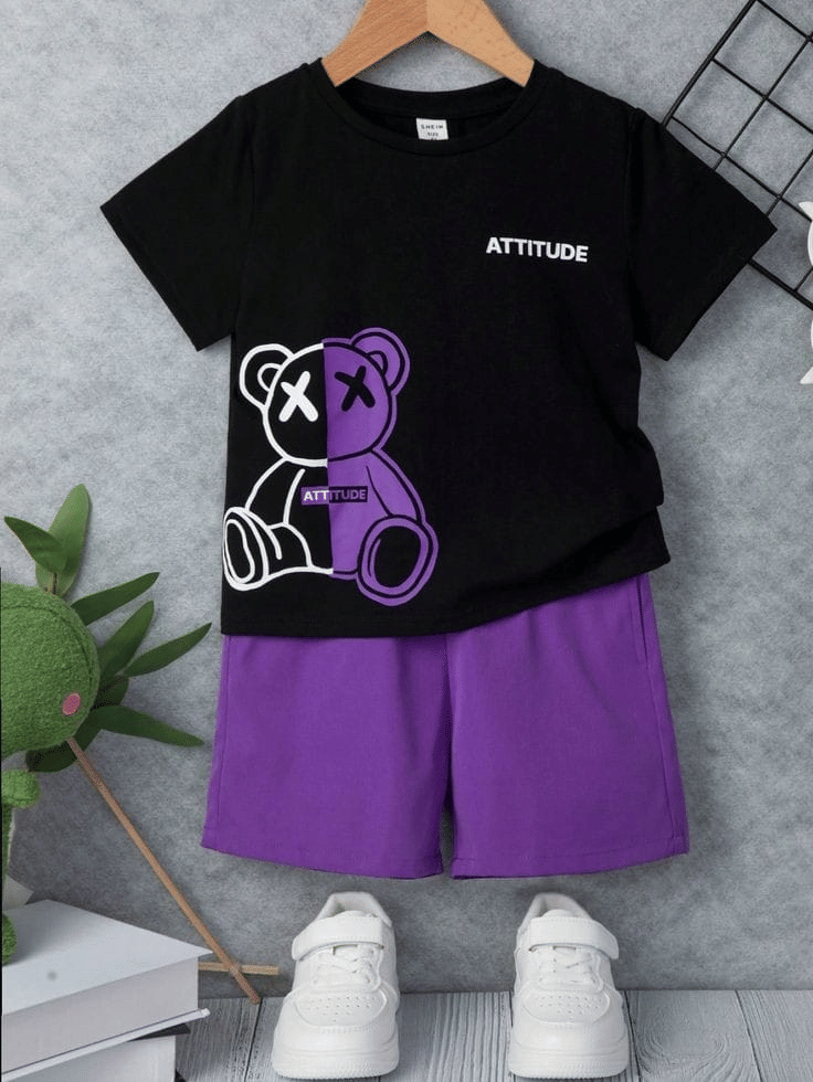     			VELION Pack of 1 Baby Boys Cotton Blend T-Shirt & Shorts Set ( Black )
