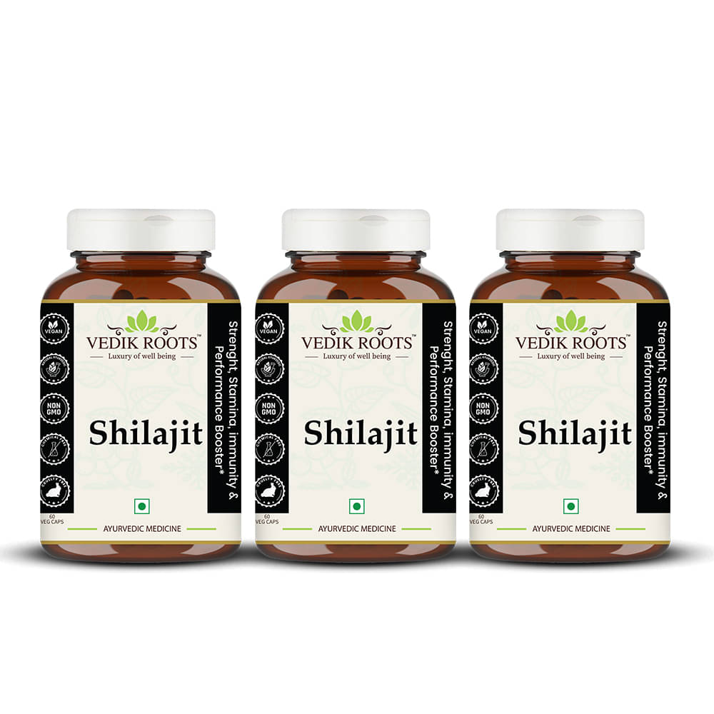 Vedikroots Shilajit Capsules | Ayurvedic Capsules for Strength, Stamina, and Power | Endurance and Stamina Booster | Made with Pure Shilajit Extracts | 60 Veg Capsules (Pack of 3) Vedikroots Shilajit Capsules | Ayurvedic Capsules for Strength, Stamina, and Power | Endurance and Stamina Booster | Made with Pure Shilajit Extracts | 60 Veg Capsules (Pack of 3)