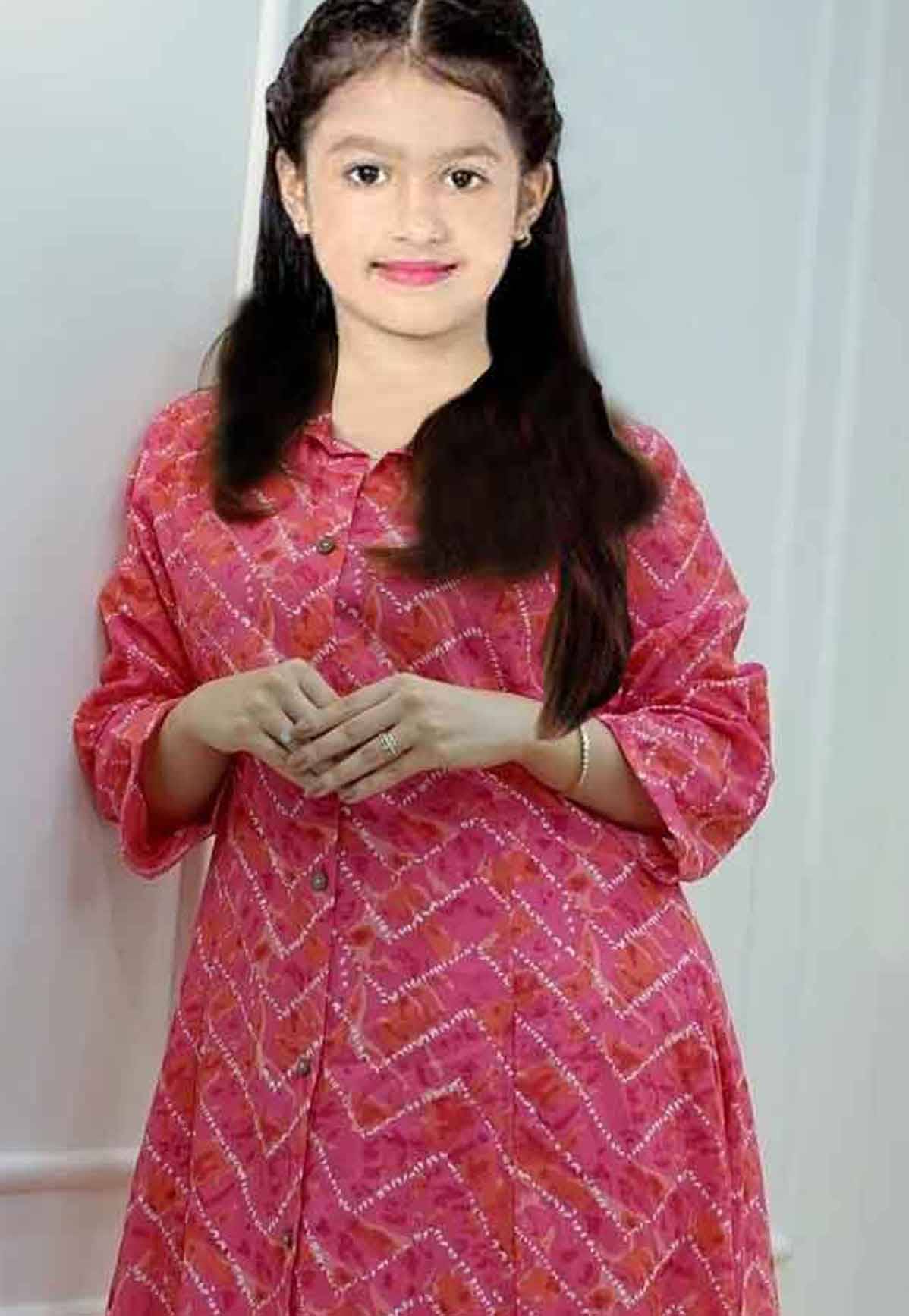     			Vetrokart Girls Cotton Blend Kurti with Pants ( Pack of 1 , Red )