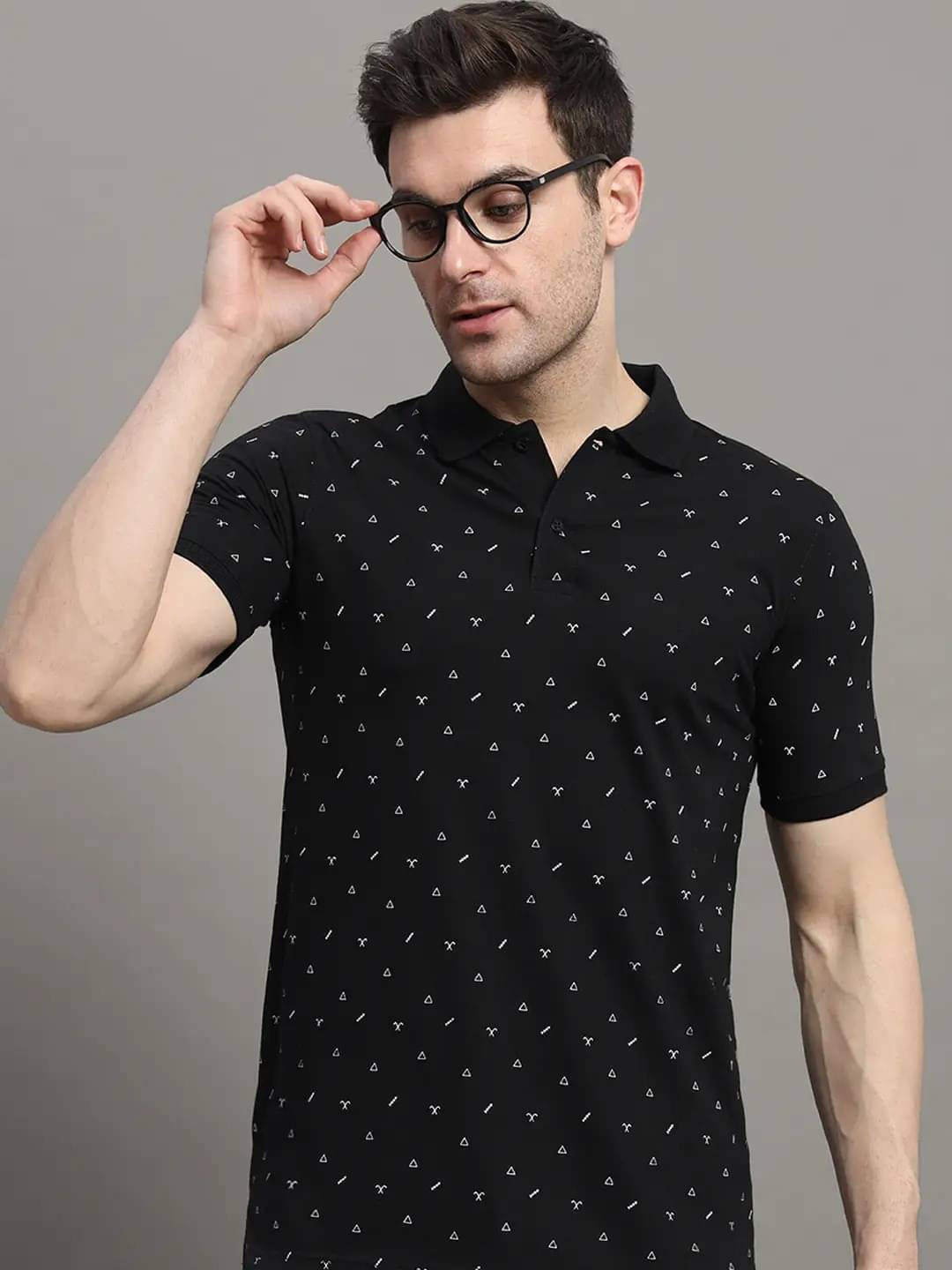 connan Men Cotton Blend Regular Fit Printed Polo T Shirt ( Black ) connan Men Cotton Blend Regular Fit Printed Polo T Shirt ( Black )