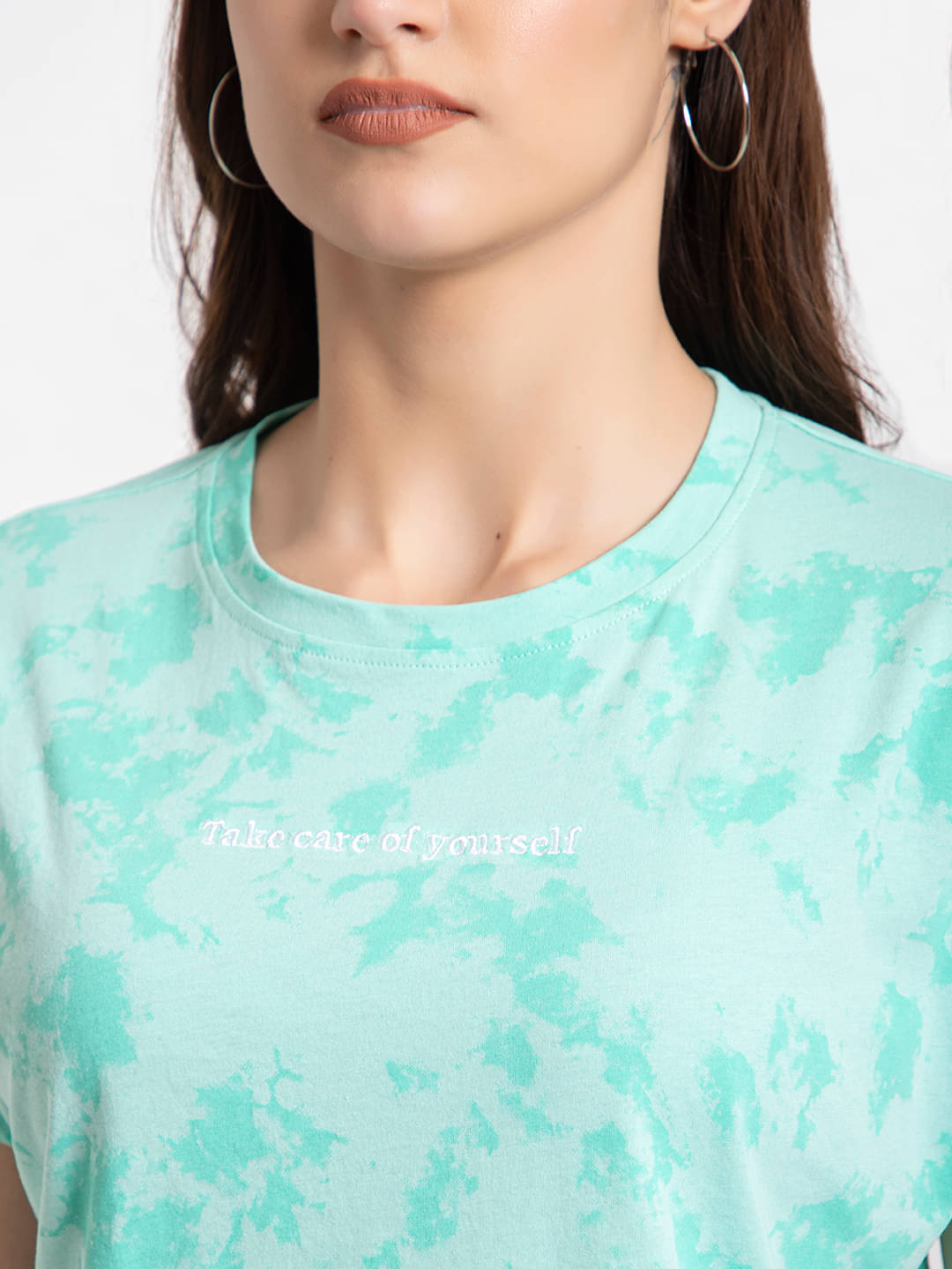     			femea Women Cotton Dyed Regular Round Neck T-Shirt ( Green )