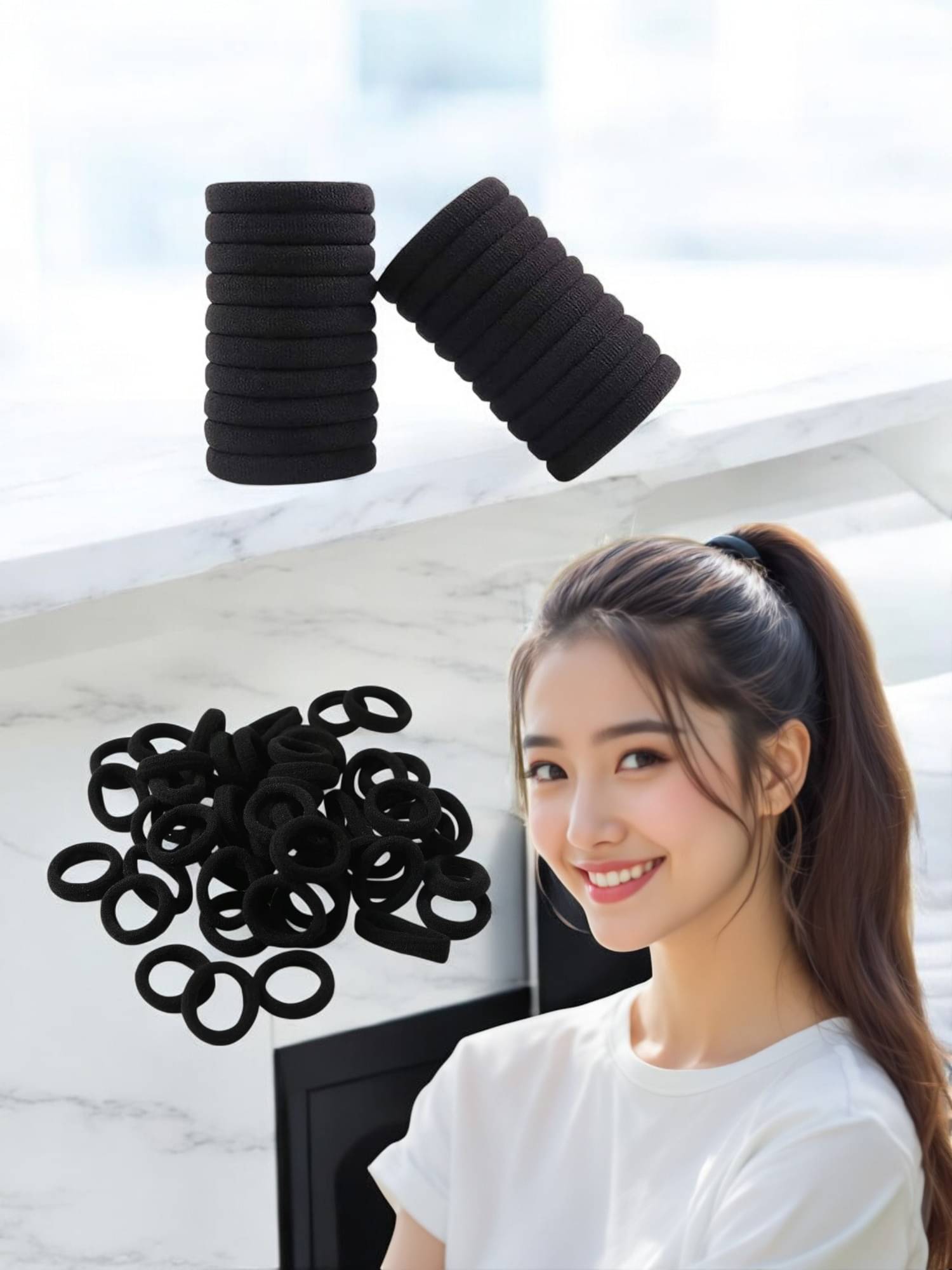     			AARTISAI Black Rubber Band ( Pack of 1 )