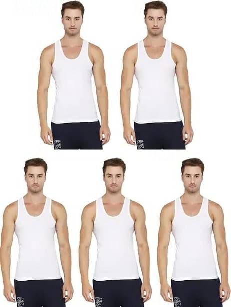 CAVENDRES Pack of 5 Cotton Basic Vest For Men ( White ) CAVENDRES Pack of 5 Cotton Basic Vest For Men ( White )