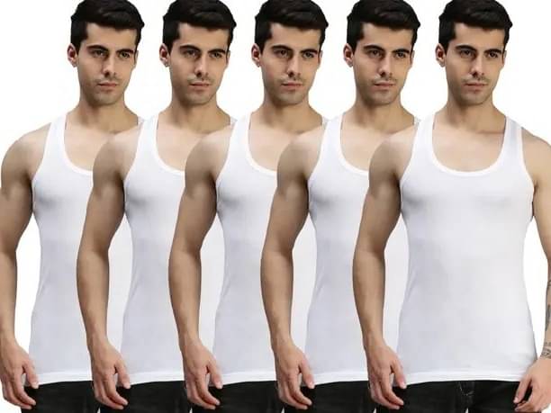     			CAVENDRES Pack of 5 Cotton Basic Vest For Men ( White )