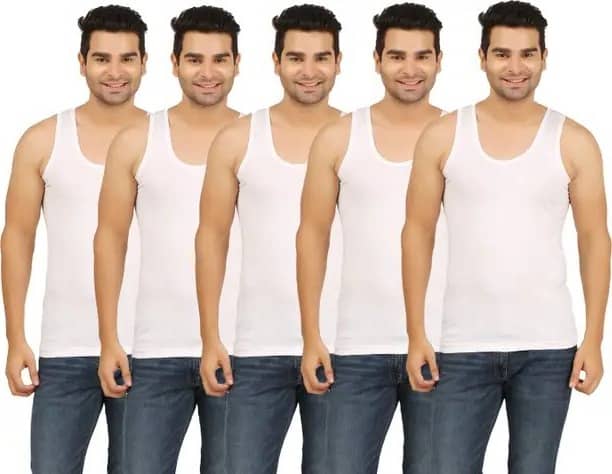CAVENDRES Pack of 5 Cotton Basic Vest For Men ( White ) - Nightwear & Loungewear | Buy online on ZillyBuy