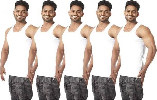     			CAVENDRES Pack of 5 Cotton Basic Vest For Men ( White )