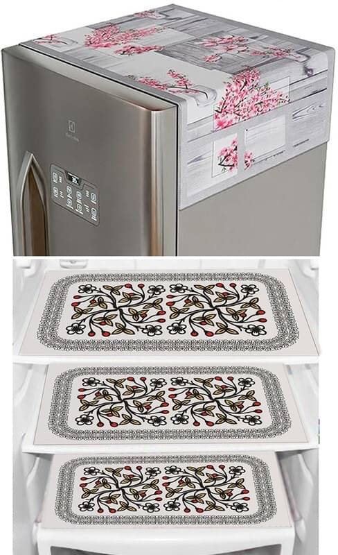 DPA Collection PVC Abstract Printed Fridge Covers ( 44 29 ) Pack of 1 - Black     			DPA Collection PVC Abstract Printed Fridge Covers ( 44 29 ) Pack of 1 - Black
