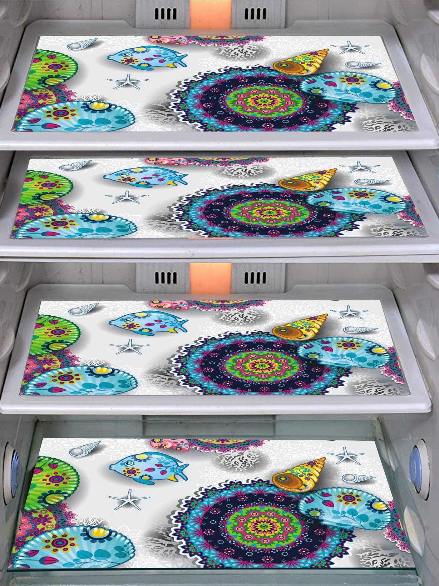 DPA Collection PVC Abstract Printed Fridge Mats ( 44 29 ) Pack of 4 - Multicolor DPA Collection PVC Abstract Printed Fridge Mats ( 44 29 ) Pack of 4 - Multicolor