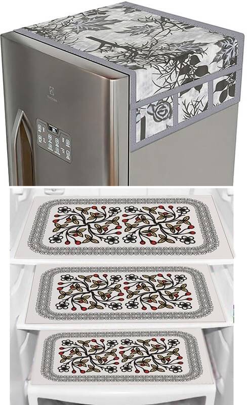 DPA Collection PVC Abstract Printed Fridge Covers ( 44 29 ) Pack of 1 - Black DPA Collection PVC Abstract Printed Fridge Covers ( 44 29 ) Pack of 1 - Black