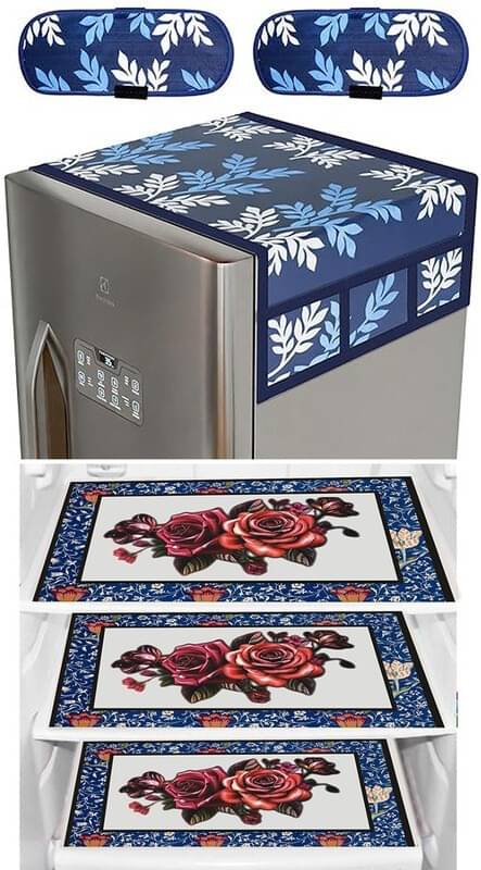     			DPA Collection PVC Abstract Printed Fridge Covers ( 44 29 ) Pack of 1 - Blue