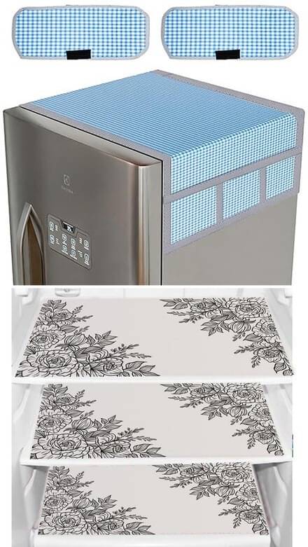 DPA Collection PVC Abstract Printed Fridge Covers ( 44 29 ) Pack of 1 - White DPA Collection PVC Abstract Printed Fridge Covers ( 44 29 ) Pack of 1 - White