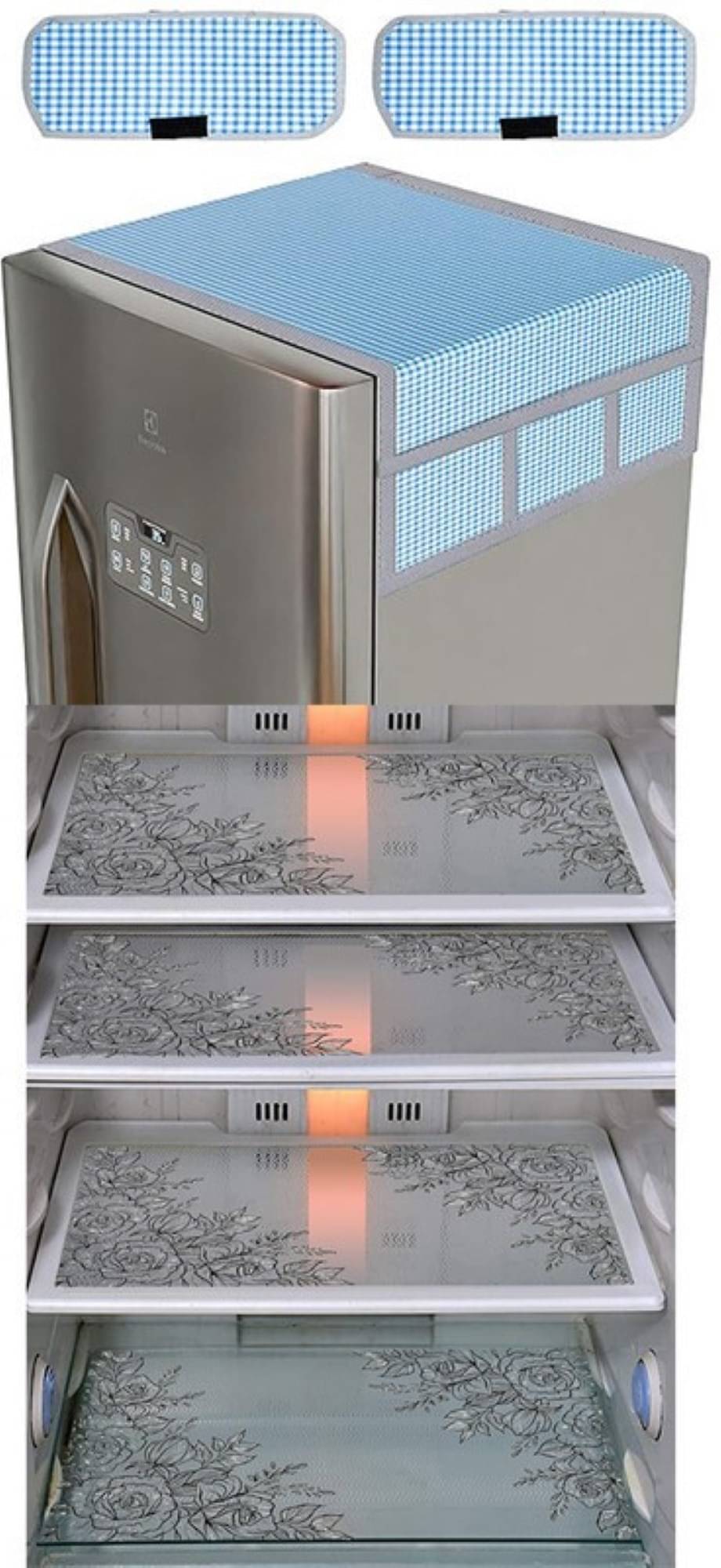     			DPA Collection PVC Abstract Printed Fridge Covers ( 44 29 ) Pack of 1 - Transparent