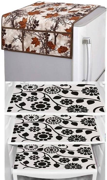 DPA Collection PVC Abstract Printed Fridge Covers ( 44 29 ) Pack of 1 - Black     			DPA Collection PVC Abstract Printed Fridge Covers ( 44 29 ) Pack of 1 - Black