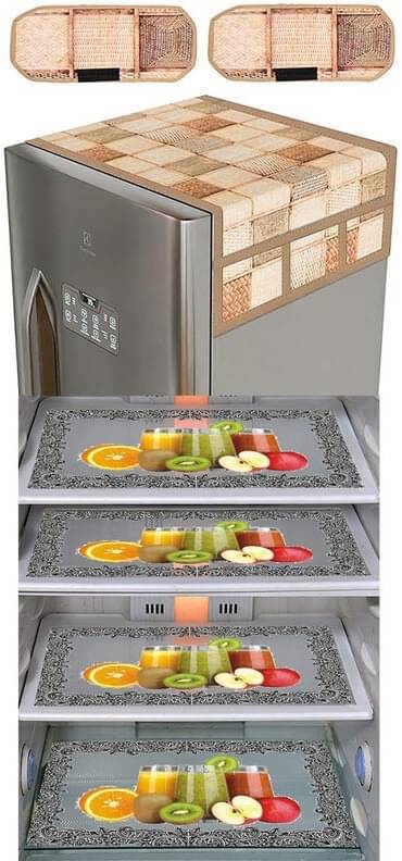     			DPA Collection PVC Abstract Printed Fridge Covers ( 44 29 ) Pack of 1 - Yellow