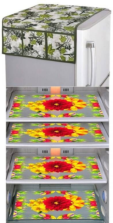     			DPA Collection PVC Abstract Printed Fridge Covers ( 44 29 ) Pack of 1 - Yellow