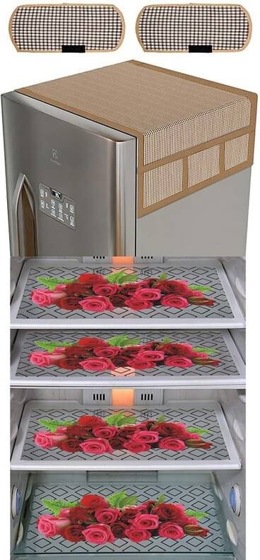     			DPA Collection PVC Abstract Printed Fridge Covers ( 44 29 ) Pack of 1 - Maroon