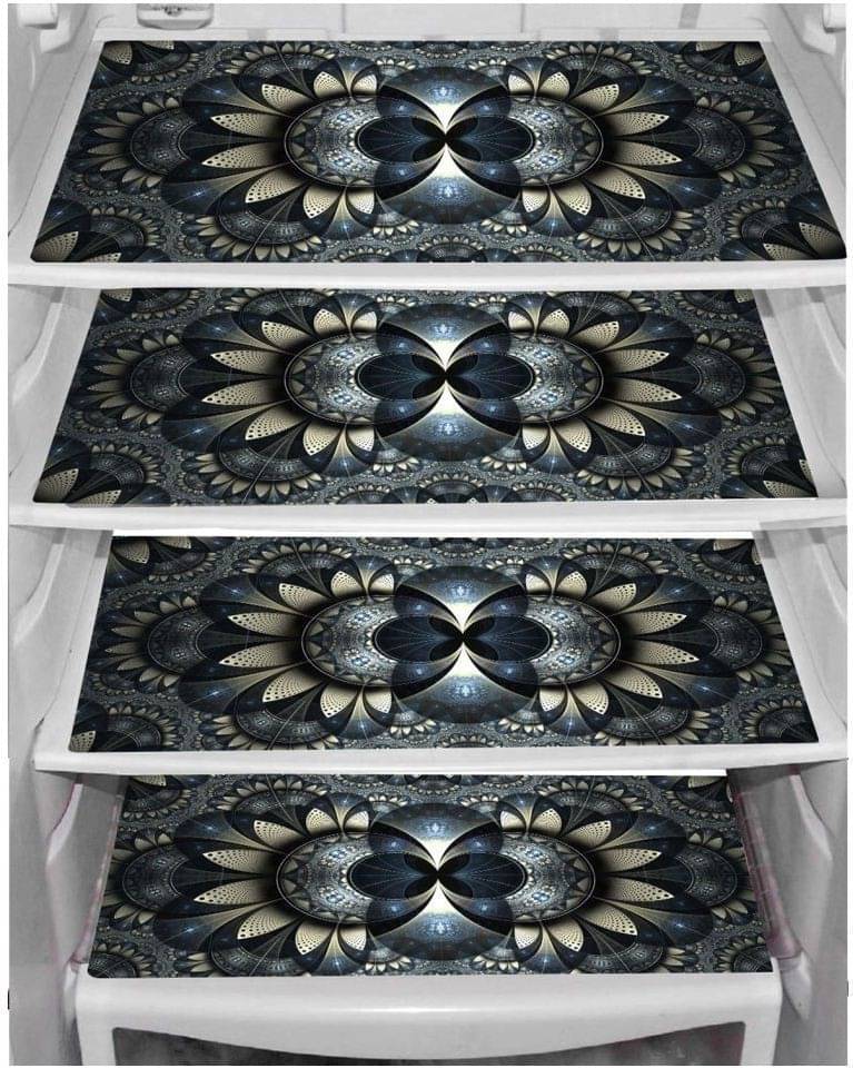 DPA Collection PVC Abstract Printed Fridge Mats ( 44 29 ) Pack of 4 - Black DPA Collection PVC Abstract Printed Fridge Mats ( 44 29 ) Pack of 4 - Black
