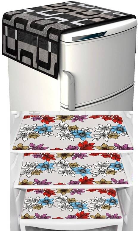     			DPA Collection PVC Abstract Printed Fridge Covers ( 44 29 ) Pack of 1 - Blue