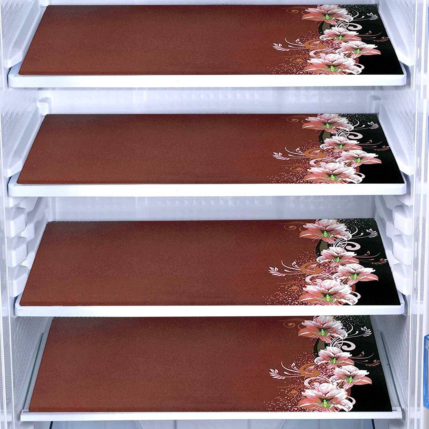     			DPA Collection PVC Abstract Printed Fridge Mats ( 44 29 ) Pack of 4 - Brown