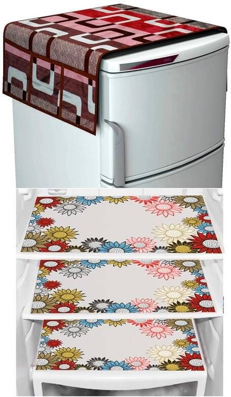     			DPA Collection PVC Abstract Printed Fridge Covers ( 44 29 ) Pack of 1 - Multicolor