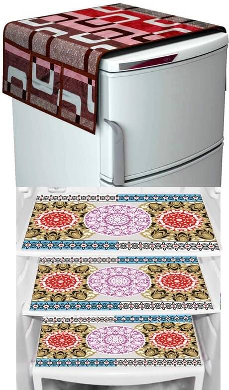     			DPA Collection PVC Abstract Printed Fridge Covers ( 44 29 ) Pack of 1 - Multicolor