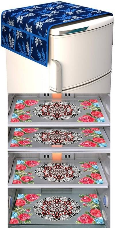     			DPA Collection PVC Abstract Printed Fridge Covers ( 44 29 ) Pack of 1 - Pink
