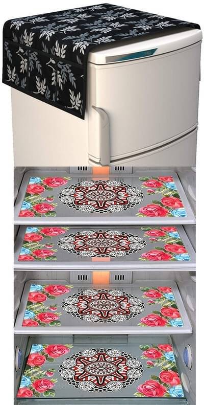     			DPA Collection PVC Abstract Printed Fridge Covers ( 44 29 ) Pack of 1 - Pink