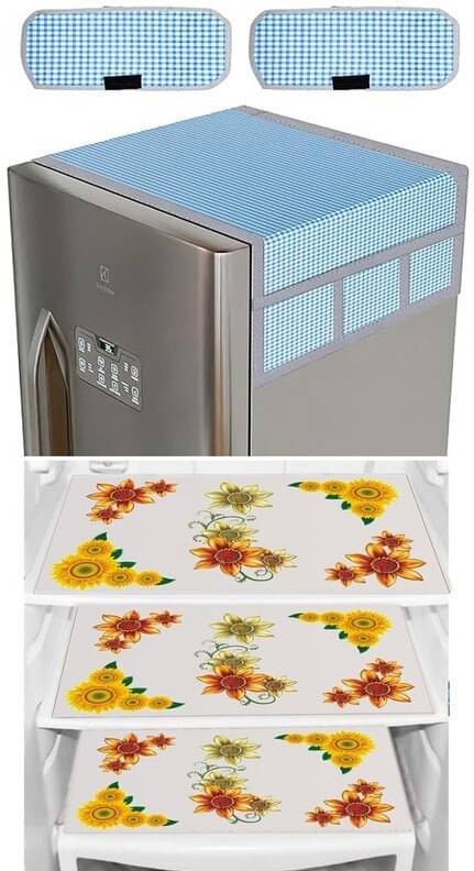     			DPA Collection PVC Abstract Printed Fridge Covers ( 44 29 ) Pack of 1 - Yellow