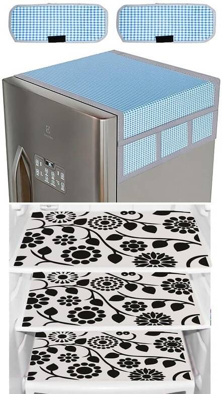 DPA Collection PVC Abstract Printed Fridge Covers ( 44 29 ) Pack of 1 - White DPA Collection PVC Abstract Printed Fridge Covers ( 44 29 ) Pack of 1 - White