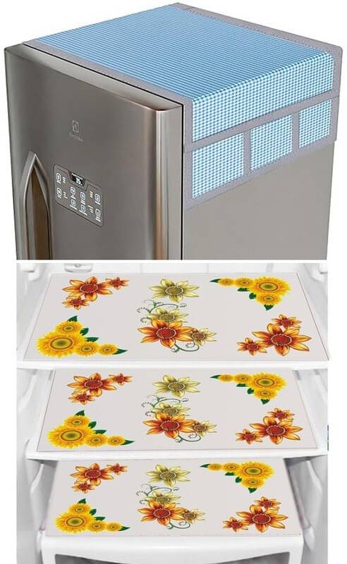    			DPA Collection PVC Abstract Printed Fridge Covers ( 44 29 ) Pack of 1 - Yellow
