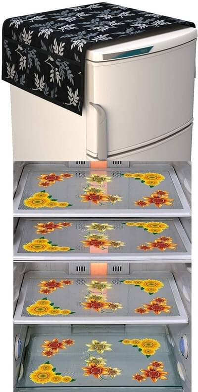     			DPA Collection PVC Abstract Printed Fridge Covers ( 44 29 ) Pack of 1 - Yellow