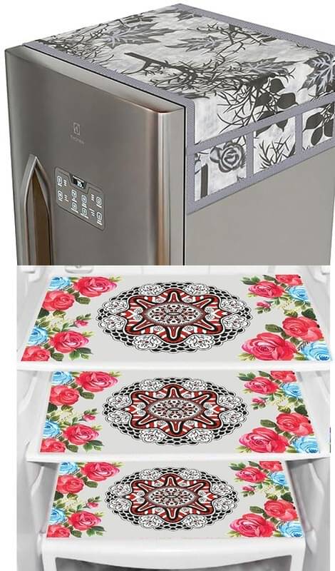     			DPA Collection PVC Abstract Printed Fridge Covers ( 44 29 ) Pack of 1 - Pink